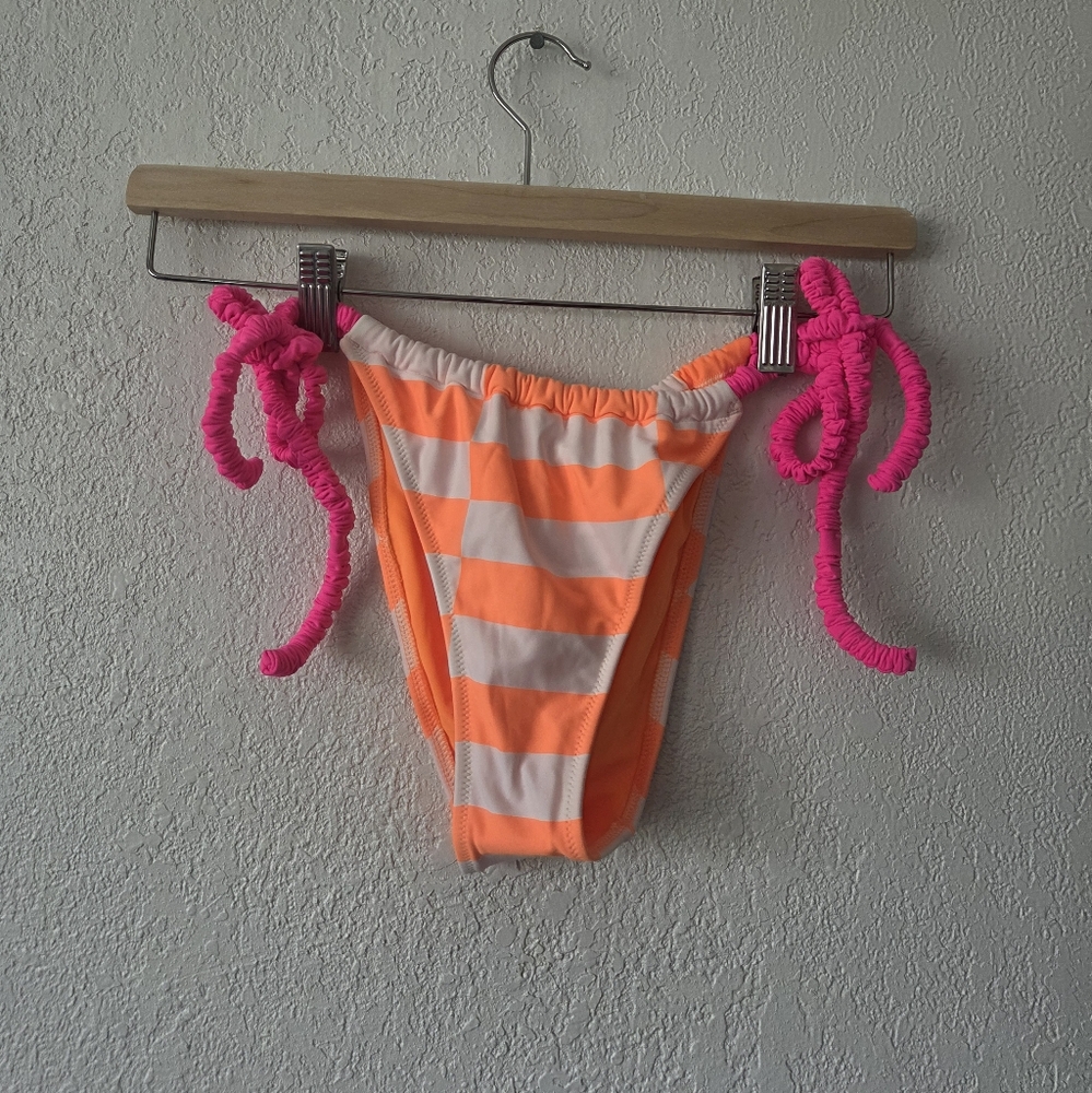 Orange and Pink Striped Kids Swim Bottom